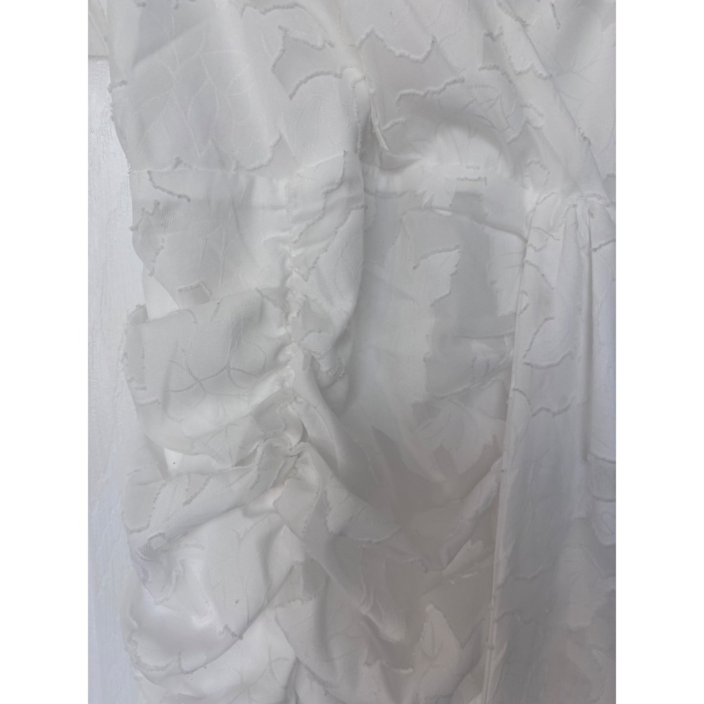 Lulus White Floral Burnout Ruched Mini Dress Formal Bridal Shower Bride Medium - Picture 7 of 16